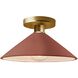 Radiance 1 Light 11.75 inch Canyon Clay and Polished Brass Semi Flush Ceiling Light