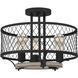 Benton 3 Light 16.75 inch Distressed Iron Semi-Flush Mount Ceiling Light