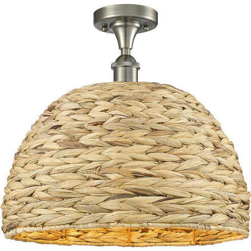 Woven Rattan 1 Light 15.75 inch Semi-Flush Mount