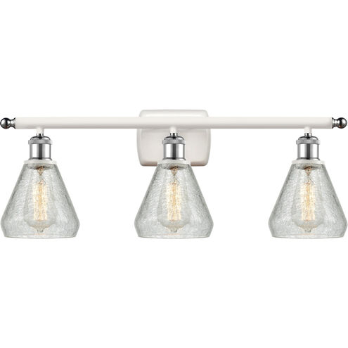 Ballston Conesus 3 Light 26 inch White and Polished Chrome Bath Vanity Light Wall Light, Ballston