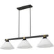 Bronte 3 Light 52.75 inch Matte Black and Rubbed Brass Billiard Light Ceiling Light in White Linen Glass