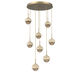 Cabochon LED Gilded Brass with Travertine Stone Pendant Chandelier Ceiling Light in Bronze, 2700K LED