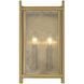 Jacobs 2 Light 9 inch Warm Brass Sconce Wall Light