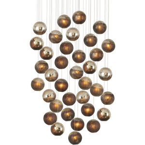 Pathos 36 Light 36 inch Antique Silver and Antique Gold and Matte Charcoal Multi-Drop Pendant Ceiling Light