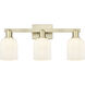 Bridal Veil 3 Light 24 inch Antique Brass Bath Vanity Light Wall Light in Gloss White Glass