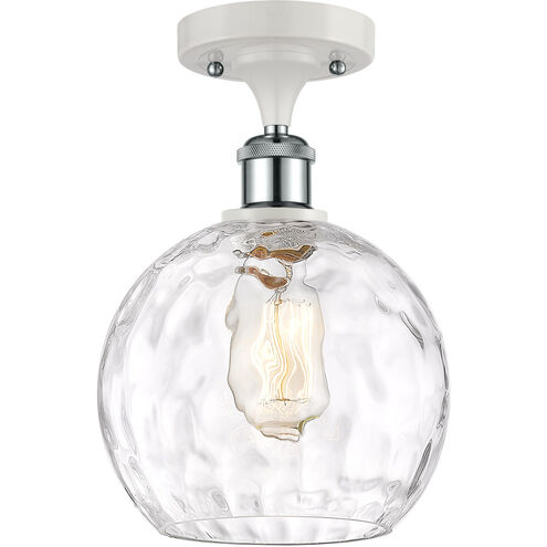 Ballston Athens Water Glass 1 Light 8 inch White and Polished Chrome Semi-Flush Mount Ceiling Light