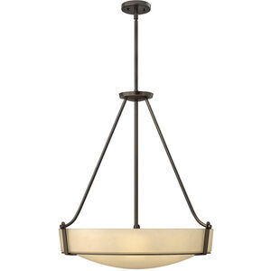 Hathaway LED 27 inch Olde Bronze Indoor Foyer Pendant Ceiling Light in Etched Amber