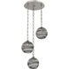 Terra 3 Light 21 inch Beige Silver Multi-Pendant Ceiling Light in Smoke Optic, Diamond Chain