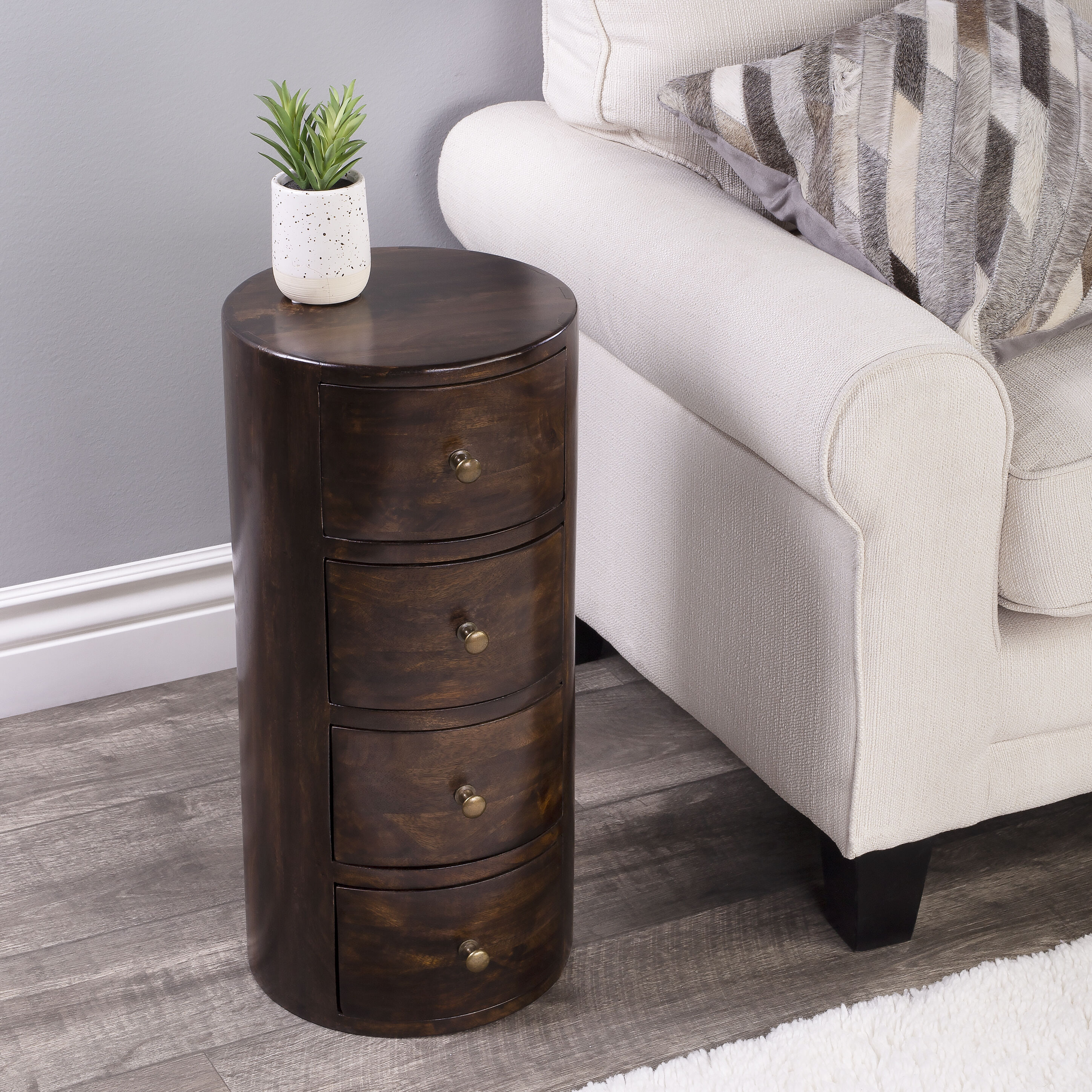 Liam Dark Brown Wood End or Side Table