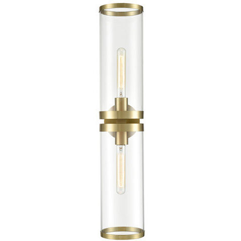 Revolve Ii 2 Light 24 inch Clear Glass and Natural Brass Bath Vanity Wall Light