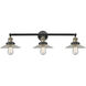 Franklin Restoration Halophane LED 33 inch Black Antique Brass Bath Vanity Light Wall Light in Clear Halophane Glass, Franklin Restoration