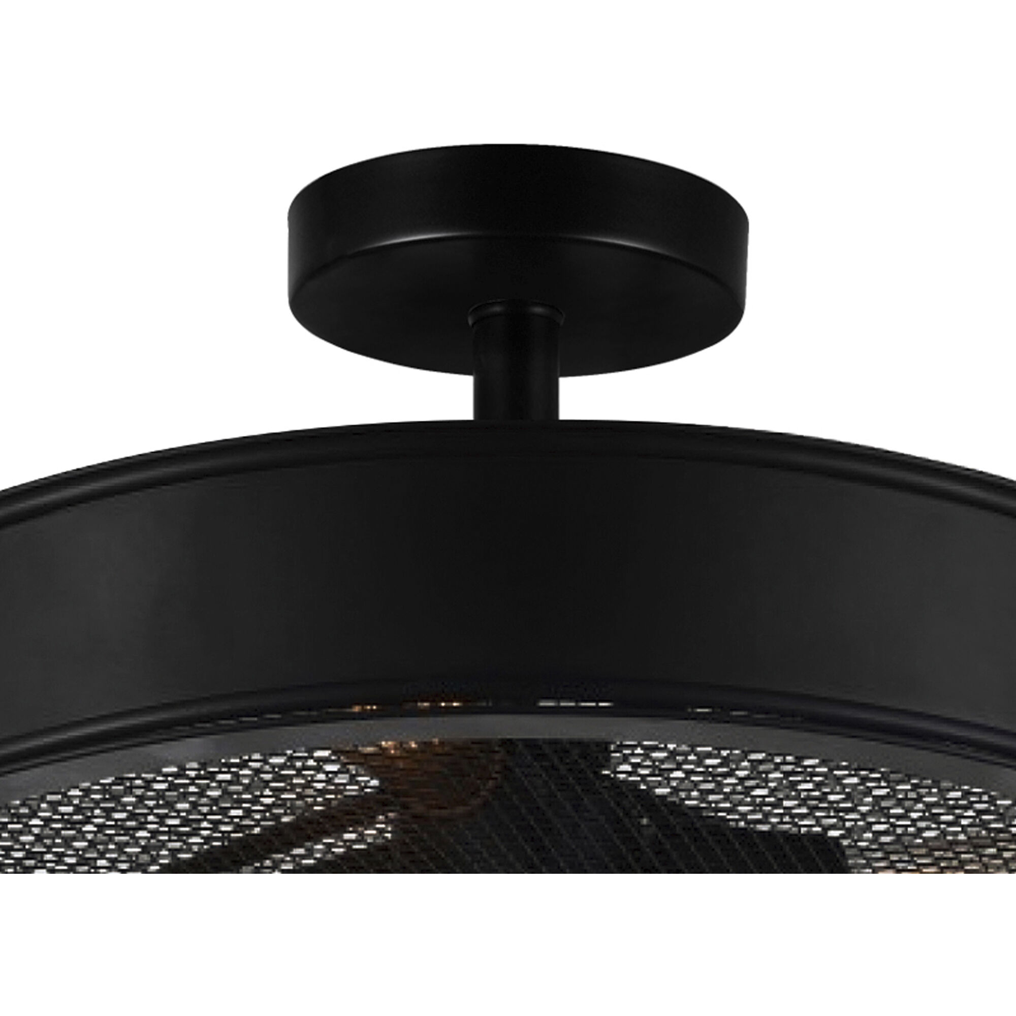 Tigris 3 Light 16 inch Black Drum Shade Flush Mount Ceiling Light