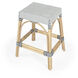 Robias Rectangular Rattan 24.5" Counter Stool in White and Navy Stripe