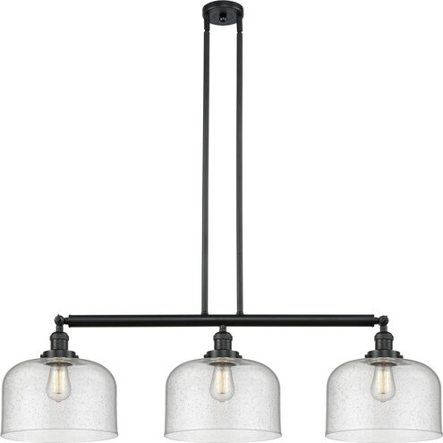 Franklin Restoration X-Large Bell LED 42 inch Matte Black Island Light Ceiling Light in Seedy Glass, Franklin Restoration