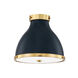 Painted No. 3 2 Light 12.5 inch Aged Brass/Darkest Blue Flush Mount Ceiling Light