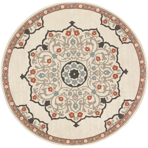 Alfresco 106 X 106 inch Rust/Brown/Beige/Sage/Black Machine Woven Rug in 9 Ft Round, Round