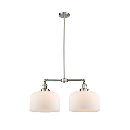 Franklin Restoration X-Large Bell 2 Light 21 inch Brushed Satin Nickel Chandelier Ceiling Light in Matte White Glass, Franklin Restoration