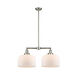 Franklin Restoration X-Large Bell 2 Light 21 inch Brushed Satin Nickel Chandelier Ceiling Light in Matte White Glass, Franklin Restoration