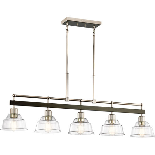 Eastmont 5 Light 8 inch Polished Nickel Chandelier Linear Ceiling Light, Single