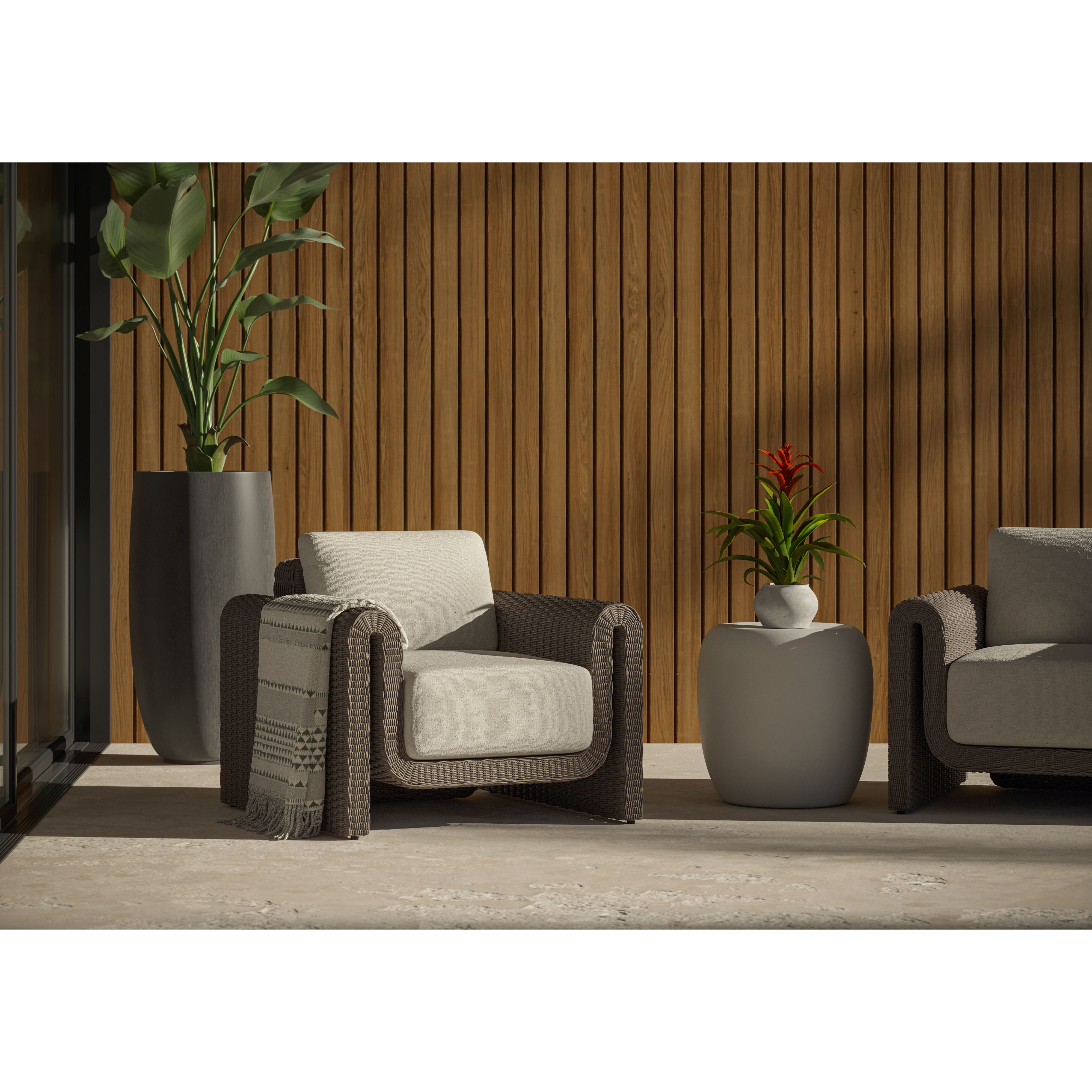 Tibi Grey / Louis Cream Outdoor Lounge Chair