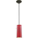 Glassn Glass Cylinder 1 Light 5 inch Oil Rubbed Bronze Pendant Ceiling Light in Clear and Red, Cord