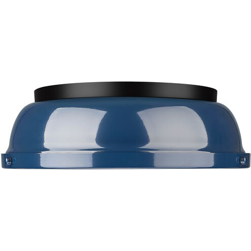 Duncan 2 Light 14 inch Matte Black Flush Mount Ceiling Light in Matte Navy