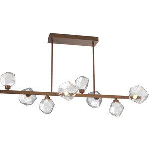Gem LED Burnished Bronze Linear Multi-Pendant Ceiling Light in 3000K LED, Clear, Twisted Branch