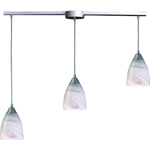 Pierra 3 Light 36 inch Satin Nickel Mini Pendant Ceiling Light in Creme