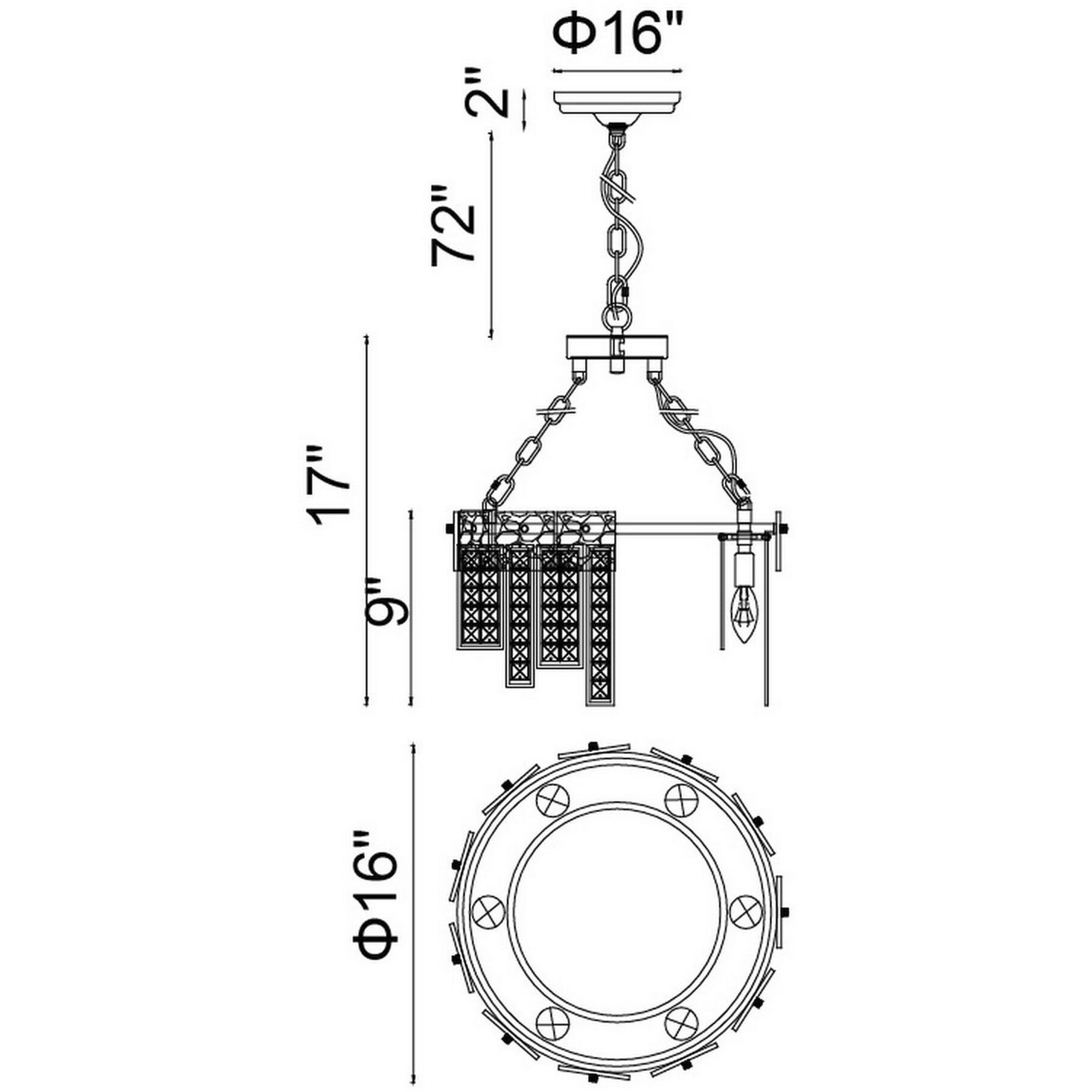 Glacier 6 Light 16 inch Polished Nickel Down Chandelier Ceiling Light