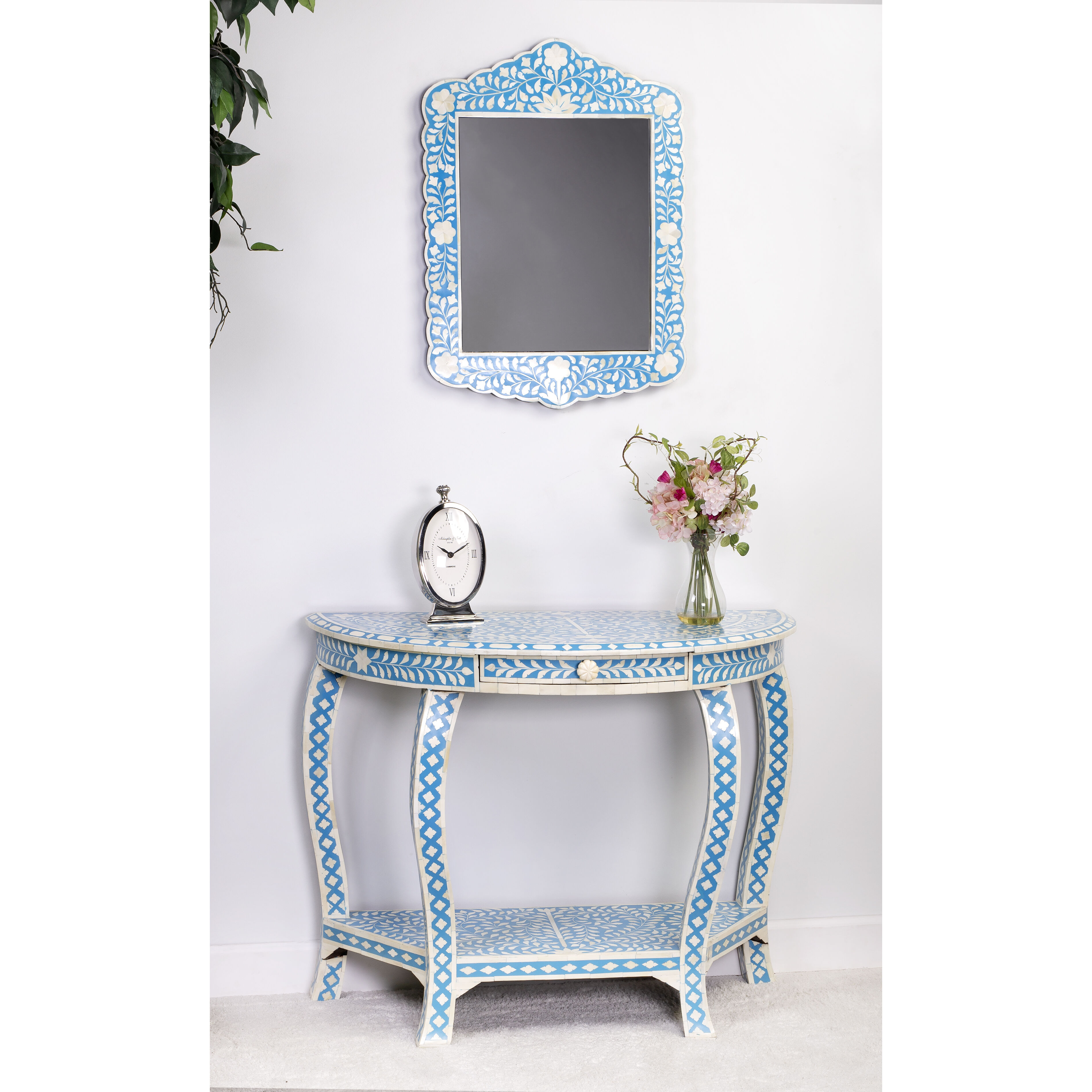 Bone Inlay Darrieux  38 X 19 inch Blue Bone Inlay Console/Sofa Table