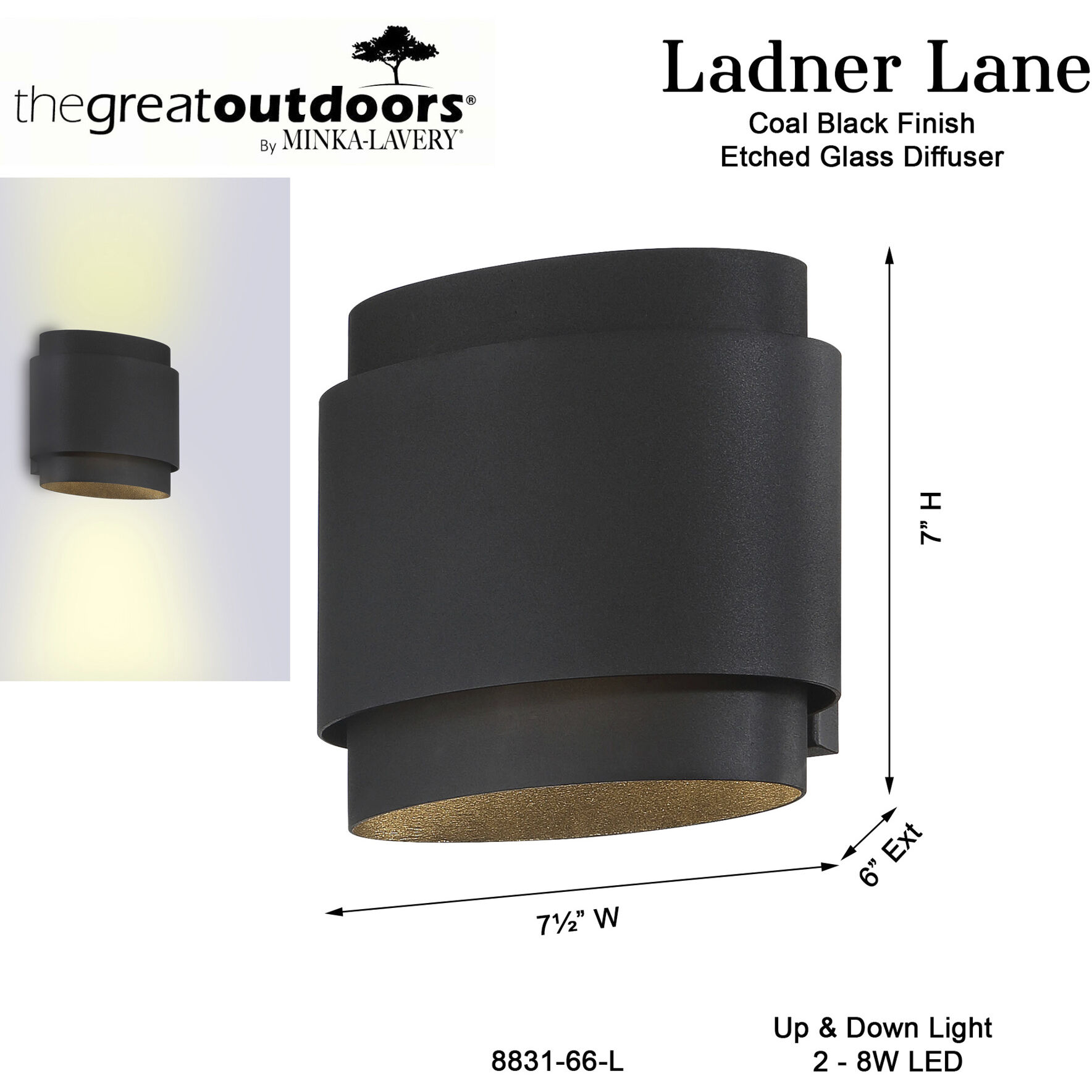 Great Outdoors Ladner Lane LED 7 inch Sand Coal Outdoor Wall Mount