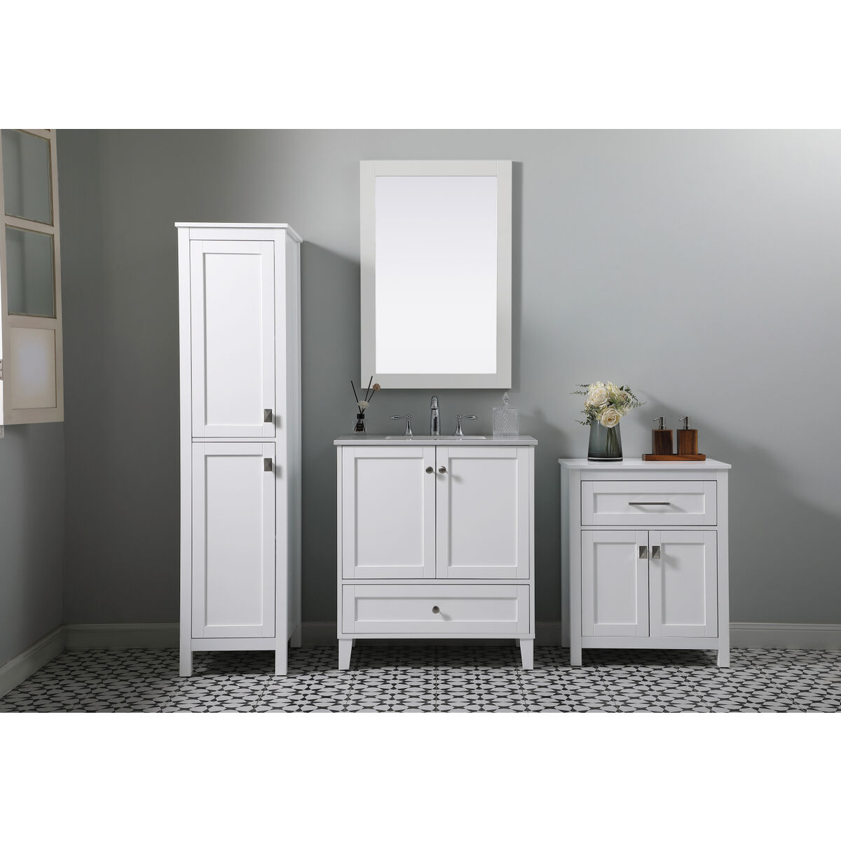 Adian White Bathroom Storage Cabinet