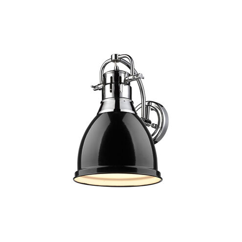 Duncan 1 Light 8.88 inch Chrome Wall Sconce Wall Light in Black, Damp