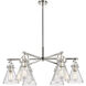Newton Cone 6 Light 26 inch Polished Nickel Chandelier Ceiling Light in Seedy Glass