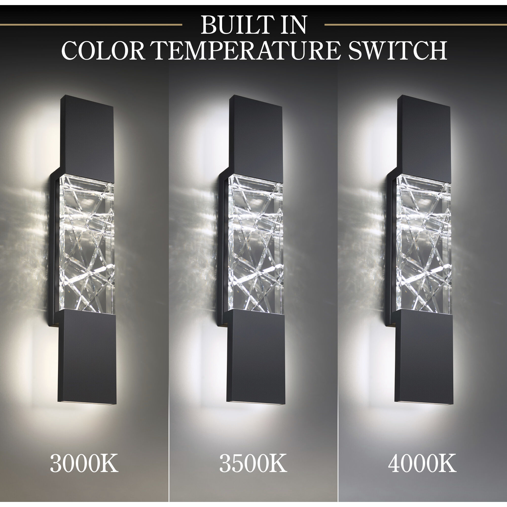 Outdoor wall light with switch top