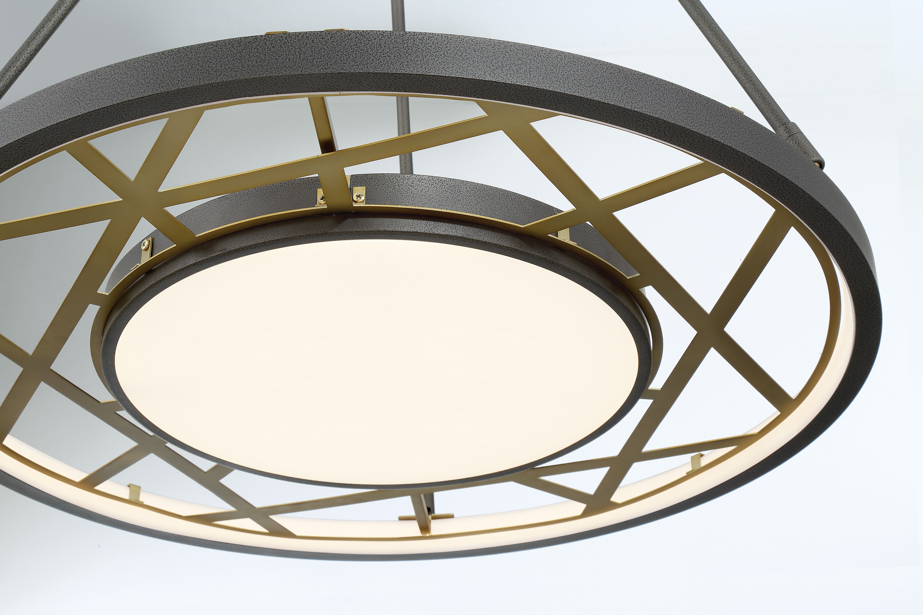 Tribeca LED 28 inch Smoked Iron And Soft Brass Pendant Ceiling Light