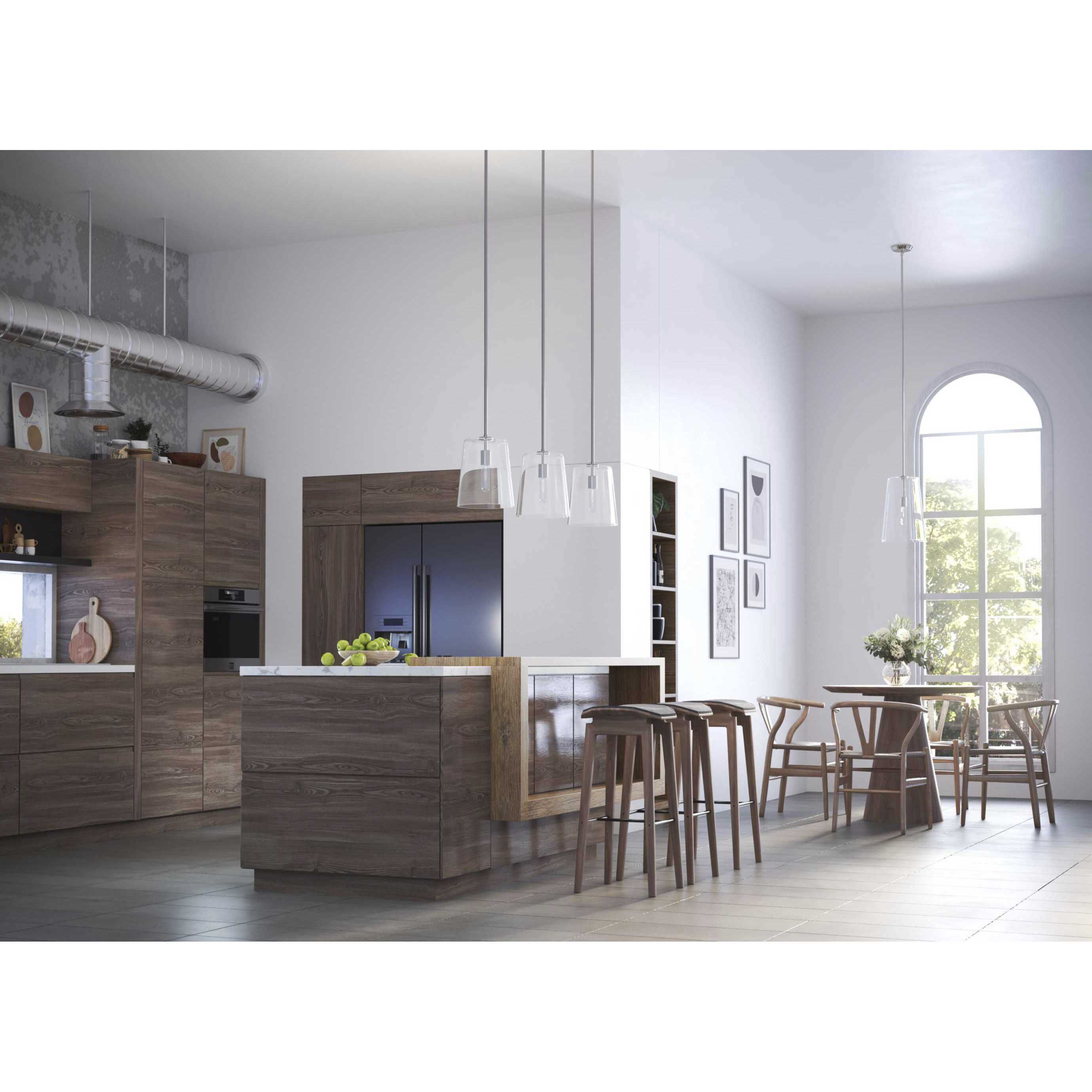 Clarion 1 Light Polished Nickel Pendant Ceiling Light, Small