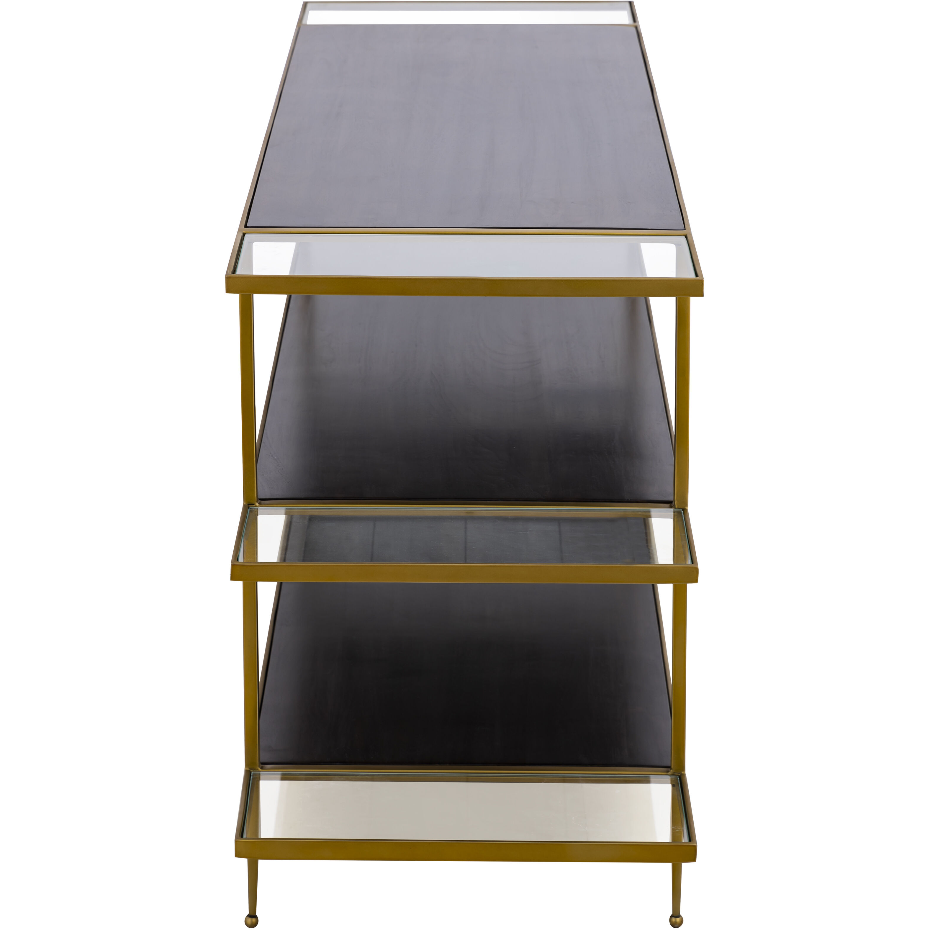 Carrick 60 X 18 inch Dark Brown with Brass and Clear Console Table