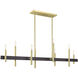 Denmark 8 Light 48 inch Satin Brass with Bronze Accents Linear Chandelier Ceiling Light