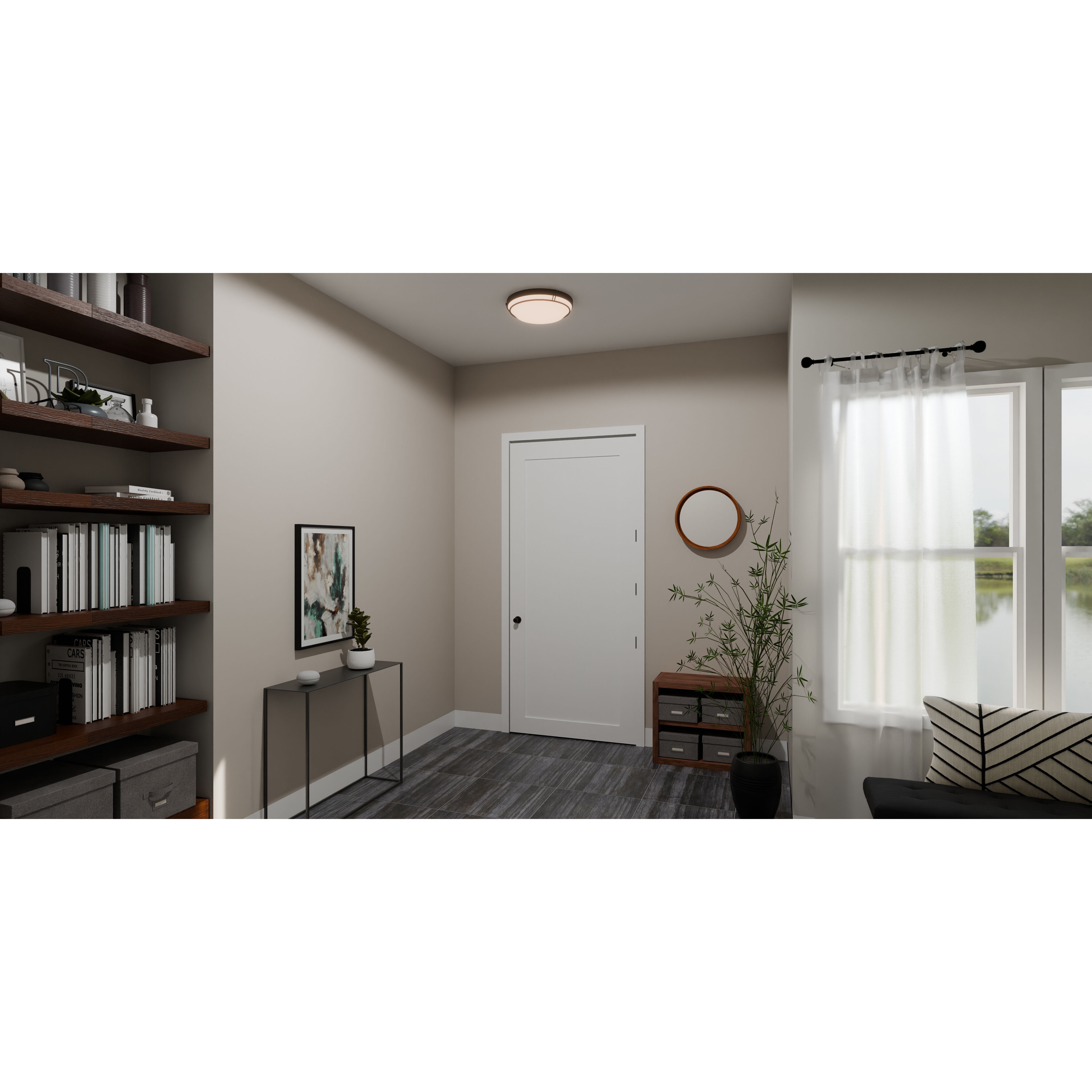 Dunbar 16 inch Matte Black Flush Mount Ceiling Light