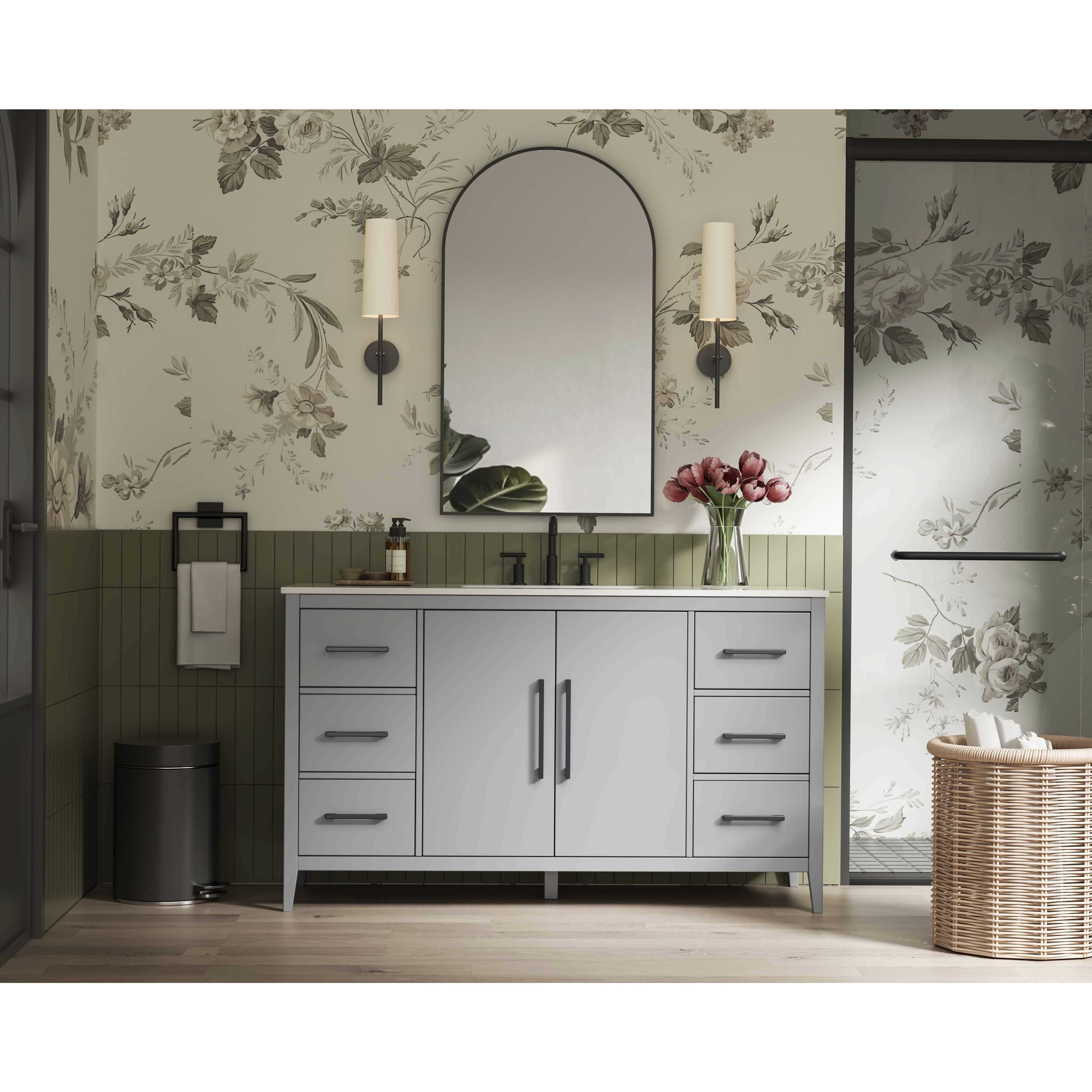 Millie 60 X 35 inch Grey Bathroom Vanity Cabinet
