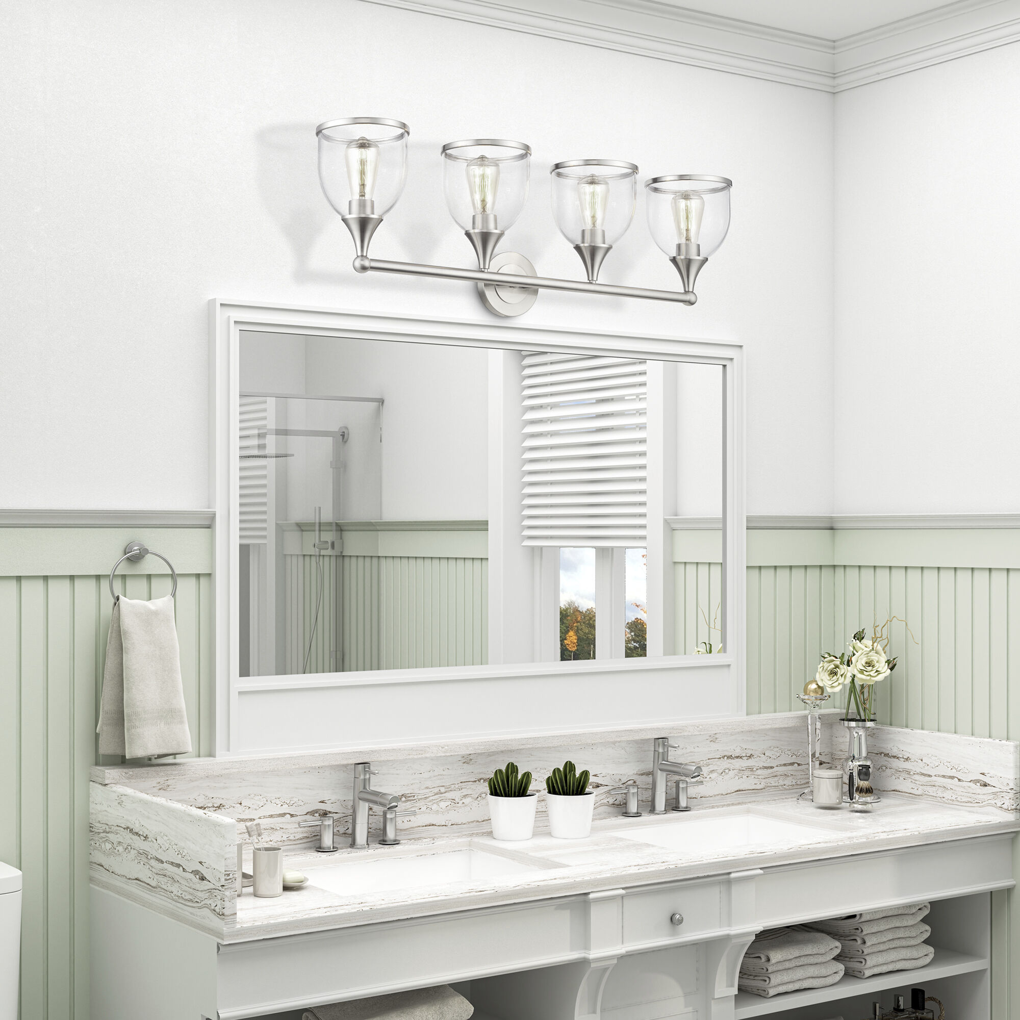 Ashridge 4 Light 35.75 inch Brushed Nickel Vanity Wall Sconce Wall Light