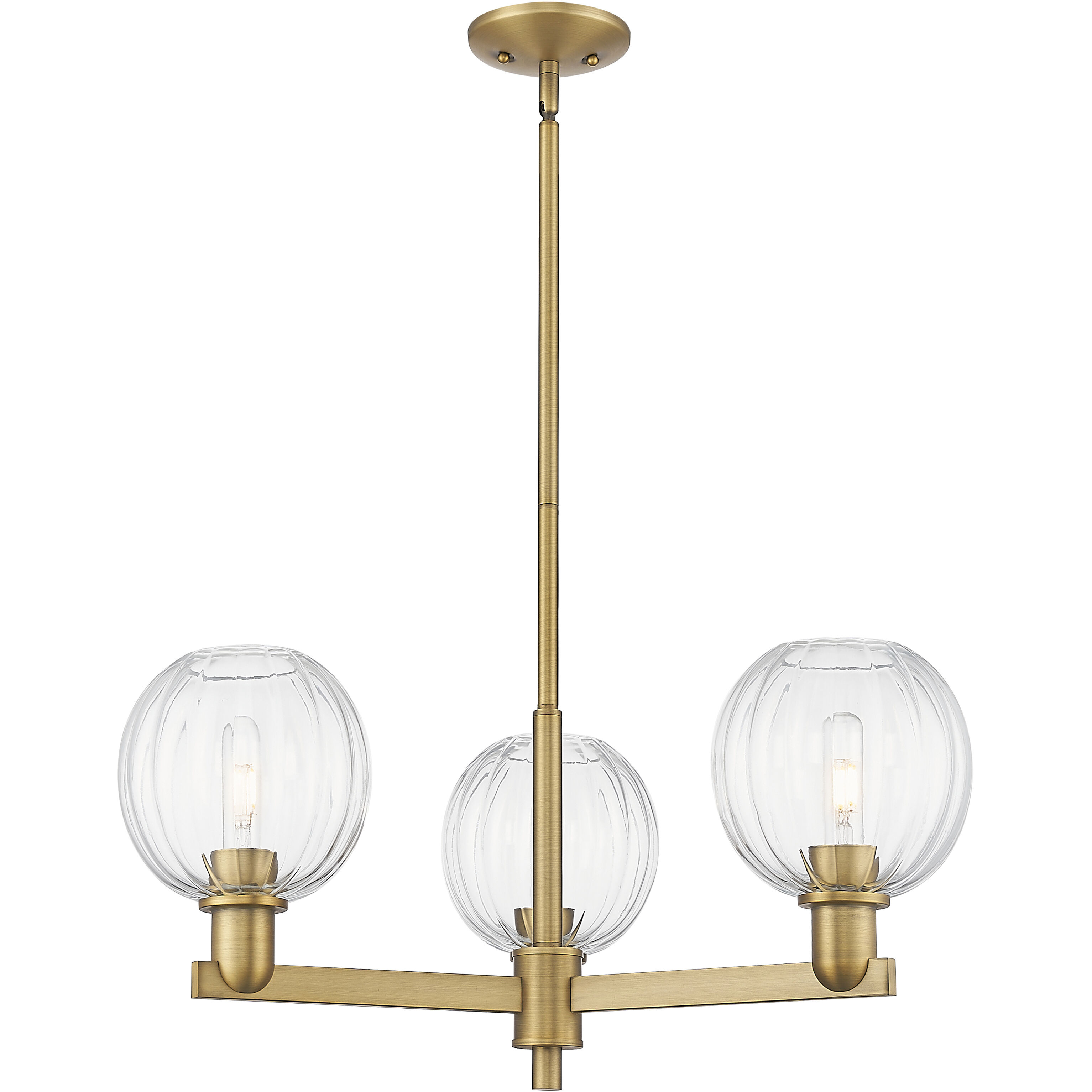 Preston 3 Light 17.63 inch Brushed Brass Chandelier Ceiling Light in Clear Glass