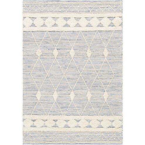 Handira 108 X 72 inch Blue/Navy/White/Cream Handmade Rug in 6 x 9, Rectangle