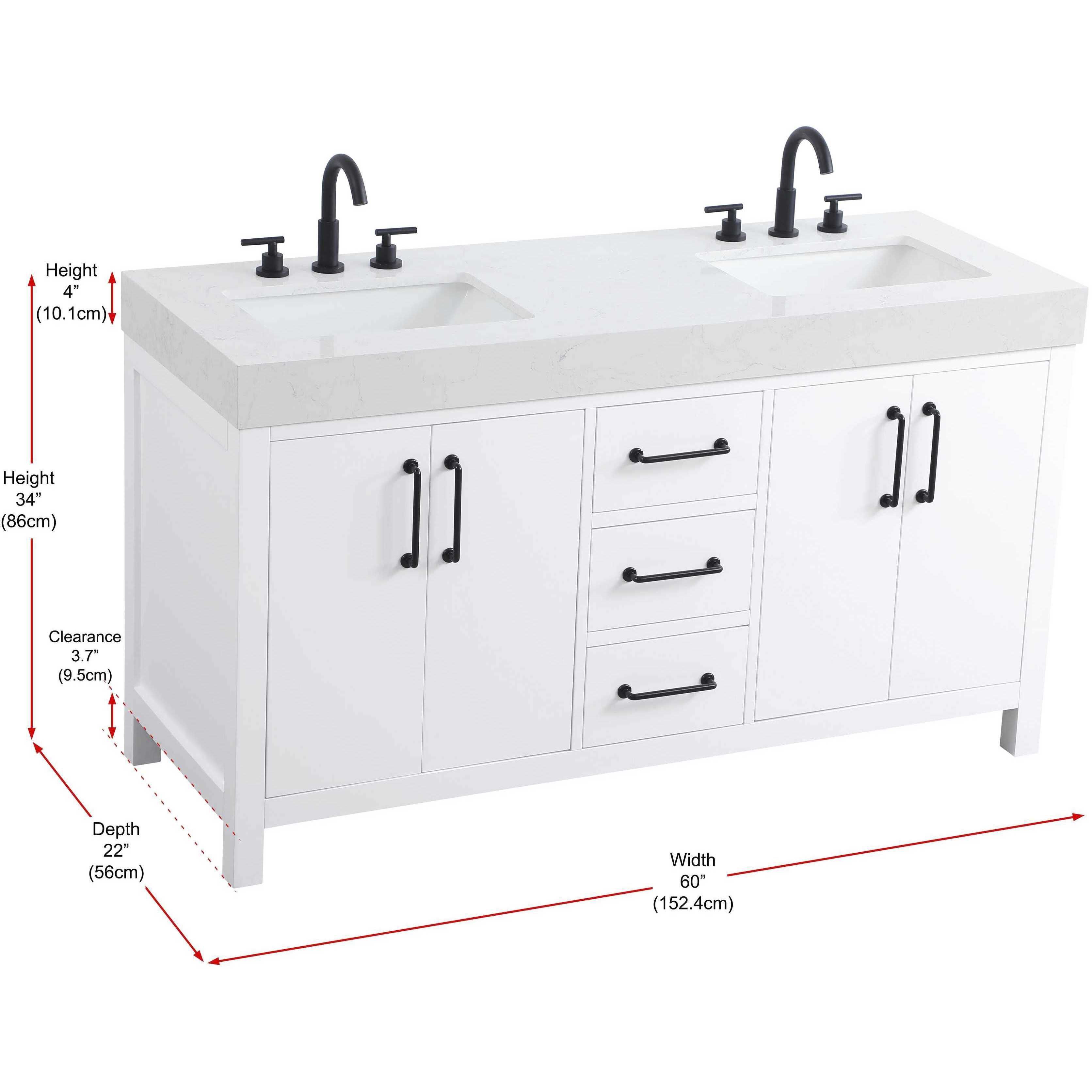 Nathan 60 X 34 inch White Bathroom Vanity Cabinet