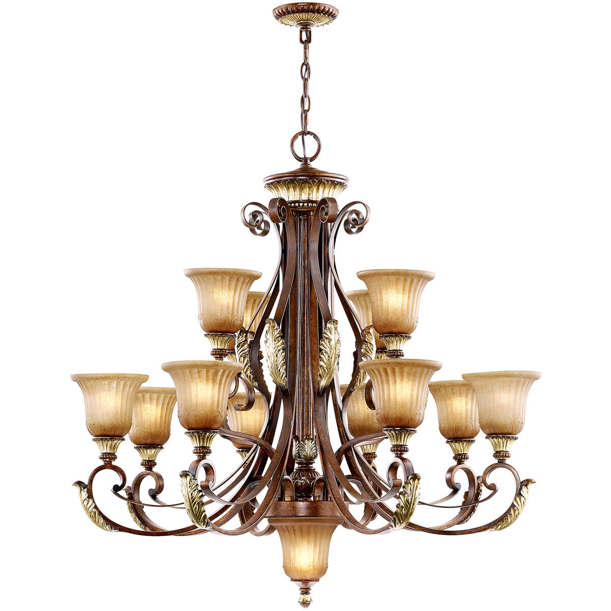 Villa Verona 13 Light 40 inch Verona Bronze with Aged Gold Leaf Accents Chandelier Ceiling Light