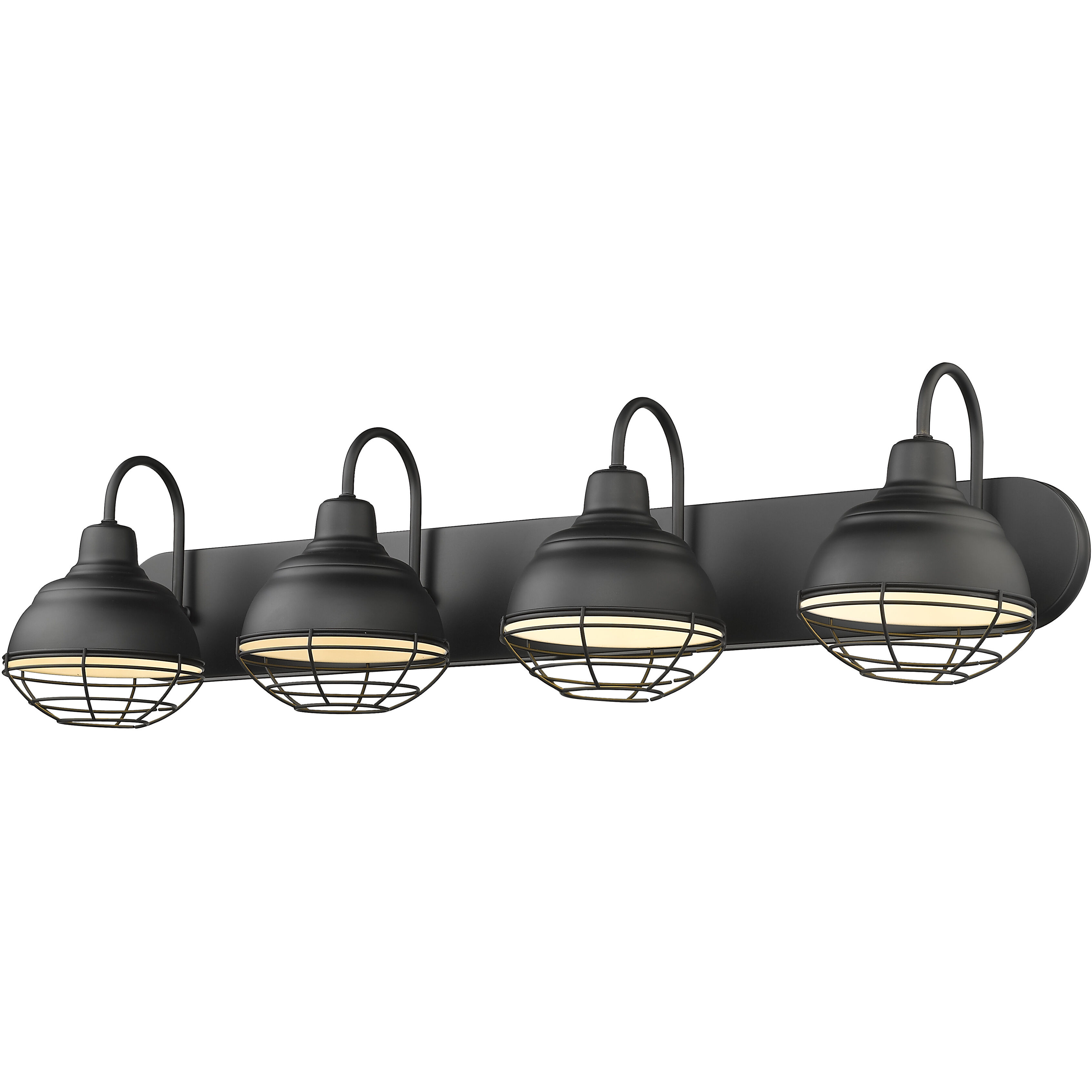 Neo-Industrial 4 Light 36.25 inch Matte Black Vanity Light Wall Light