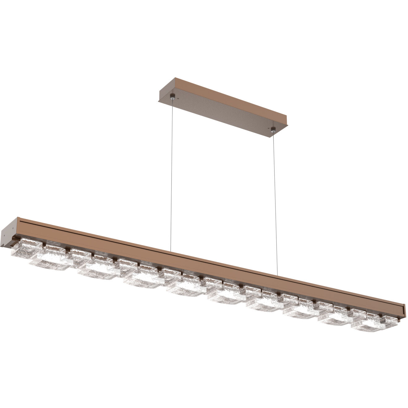 Tessera Linear Chandelier Ceiling Light in 3000K LED, Burnished Bronze, Tetro Cast