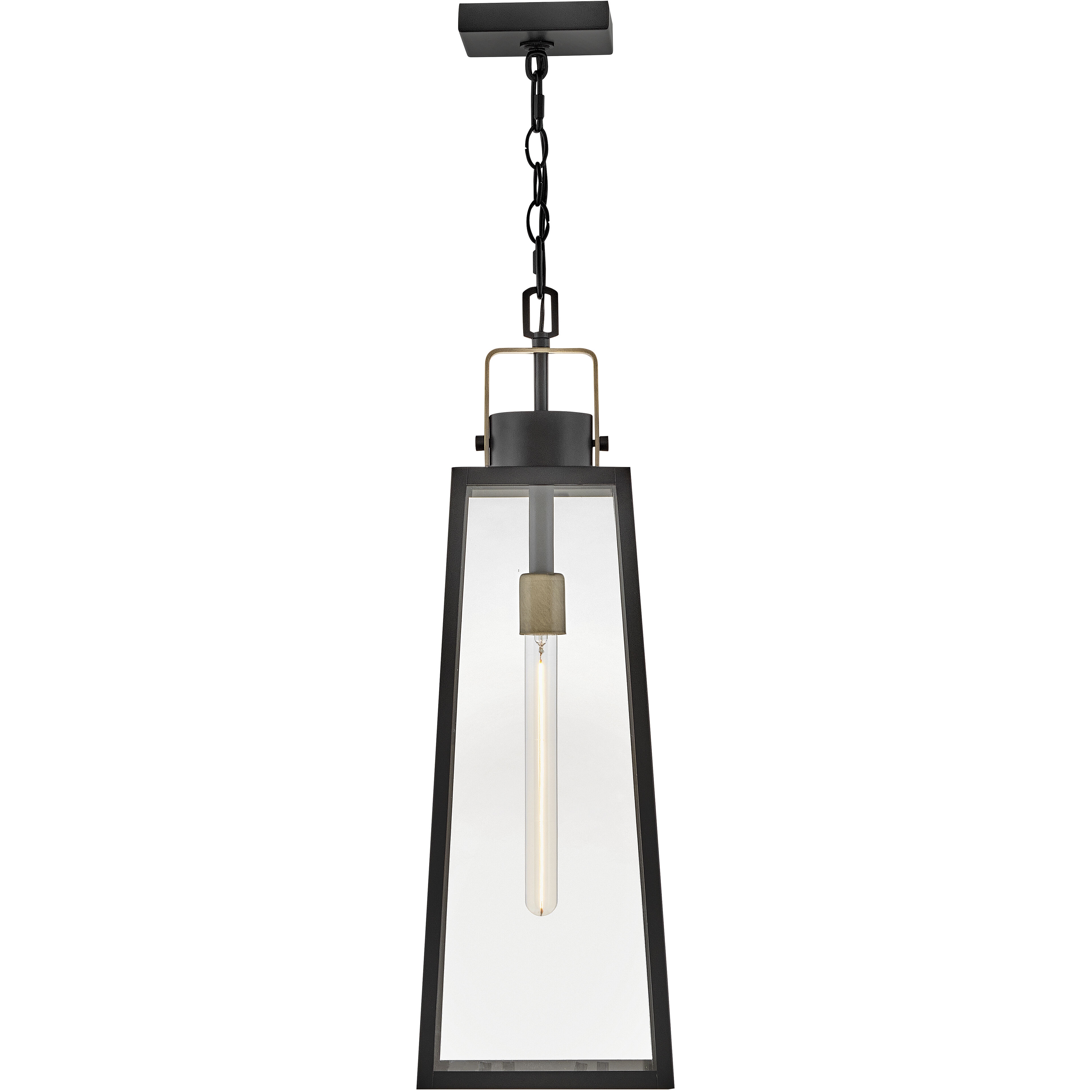 Hugh 1 Light 8.5 inch Black with Burnished Bronze Outdoor Hanging