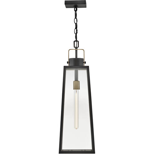 Hugh 1 Light 8.5 inch Black with Burnished Bronze Outdoor Hanging